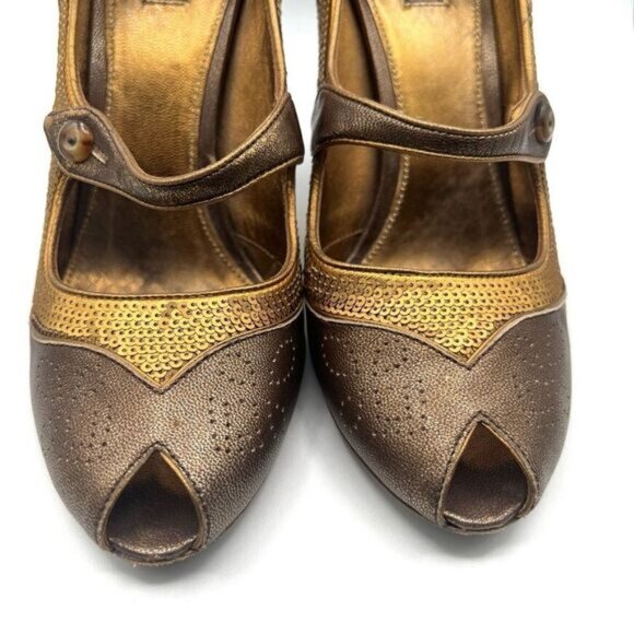 Prada vintage sequin Peep toe pump Sz 385 - Picture 8 of 14